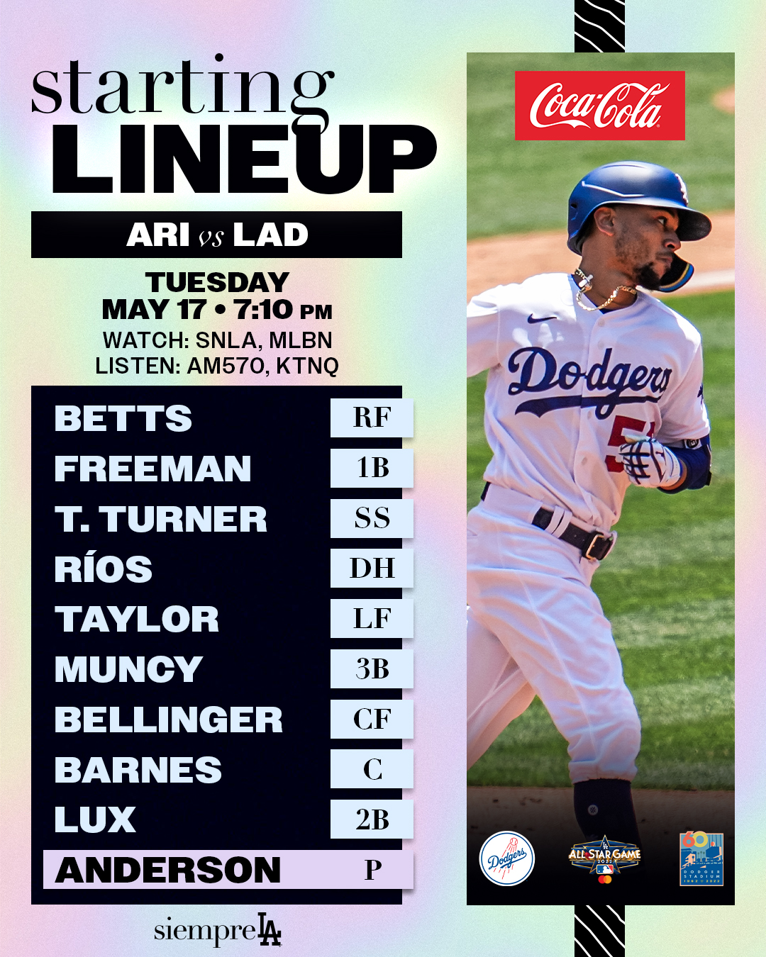 Los Angeles Dodgers on Twitter "Tonight's Dodgers Game 2 lineup vs. D