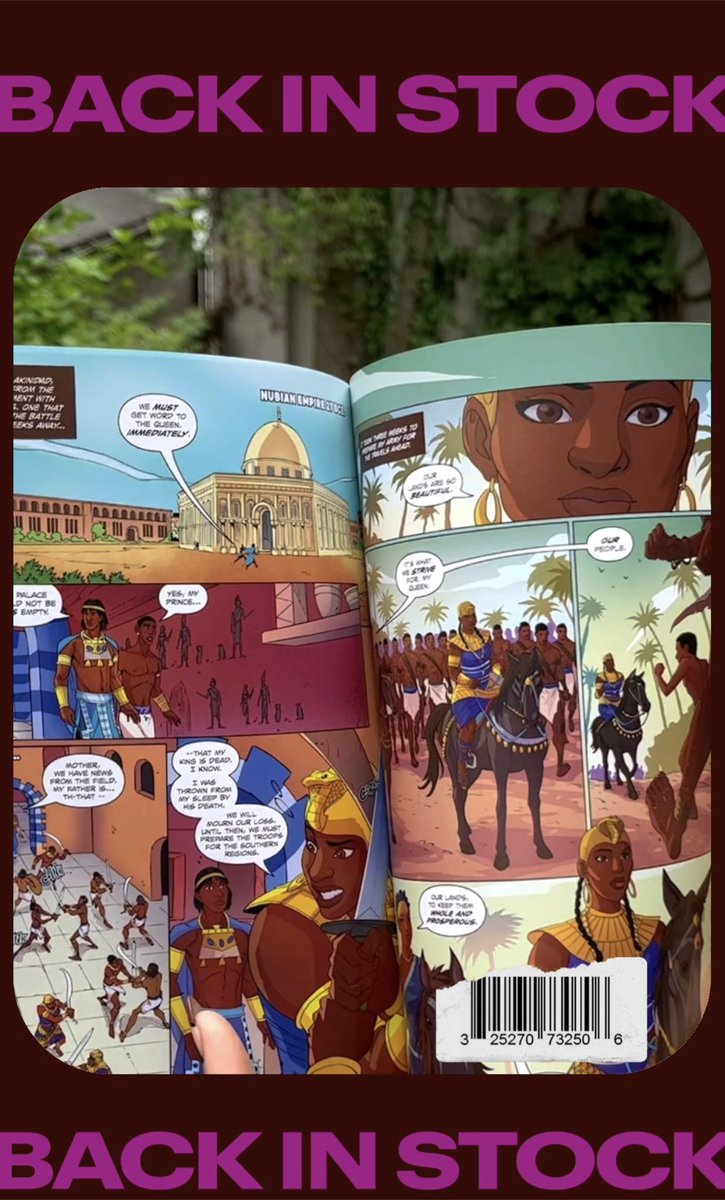 lymarimedia's tweet photo. The Queen is back in stock and ready for take off!  Physical copies available on our website or Amazon for kindle version. #lymarimedia #amanirenas #amanirenasuntold #africanhistory #blackhistory https://t.co/EYlt93eIdS