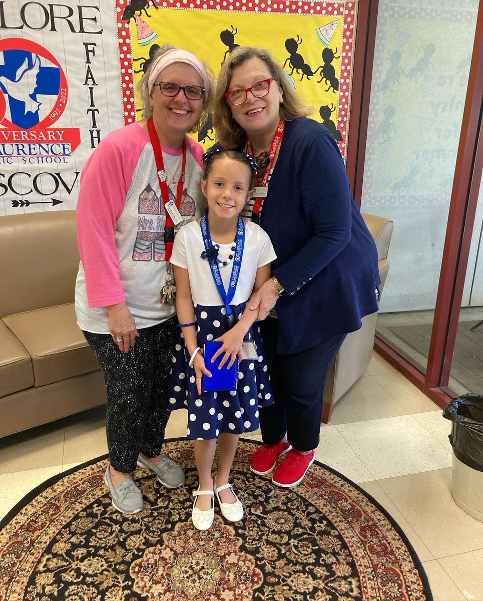 StLaurenceCS's tweet photo. Greetings from Ms. Winkler, Principal of the Day at SLCS! She started the day in carpool, wishing our Saints a great day, reading to students, and finding out their needs and wants! It has been a busy day! #PrincipalLife #AuctionItem #ChooseCatholicSchools https://t.co/RwyeqAlsJY