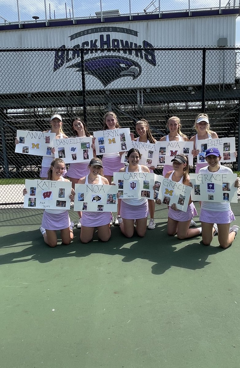 “THANKS TO OUR SENIORS” as our <a href="/bhhs_tennis/">BHHS Varsity Tennis</a> “the team of the year” honor 11 seniors today. THANKS for making this the best tennis program in the state of Michigan. <a href="/BHHScage/">BHHS Student Section</a> <a href="/BHBlackHawks/">BH Black Hawks</a> @bhswatson <a href="/JessicaLupone/">Jessica Lupone</a> <a href="/LStroughter/">Lawrence Stroughter</a> <a href="/BHHSModelUN/">Matt MacLeod</a> <a href="/RachelLMatz/">Rachel Matz</a> <a href="/hills_hawks/">BLOOMFIELD HILLS BLACK HAWKS ATHLETICS</a>
