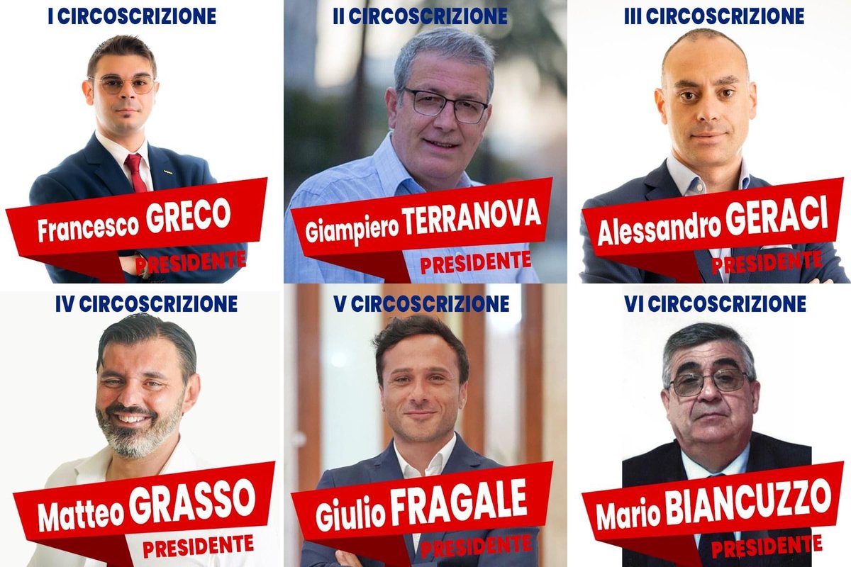 FrancescoDeDom5's tweet photo. I candidati presidenti nelle sei Circoscrizioni.
I Francesco GRECO
II Giampiero TERRANOVA
III Alessandro GERACI
IV Matteo GRASSO
V Giulio FRAGALE
VI Mario BIANCUZZO

#eleme2022 #DeDomenicoSindaco #xmessinatralagente #messina https://t.co/GFIhF95FM2
