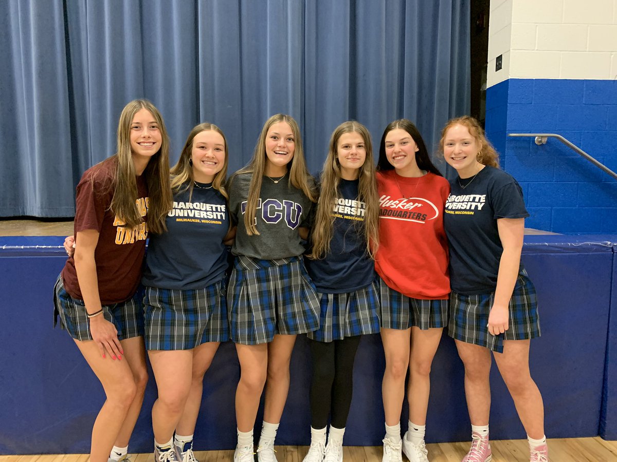 OmahaMarian's tweet photo. Today our seniors celebrated Declaration Day! 🎓 They wore shirts from their chosen colleges and announced where they are headed next year. 

Seniors, we're so proud of you and can't wait to see what you accomplish! https://t.co/Yk1mOGHmTk