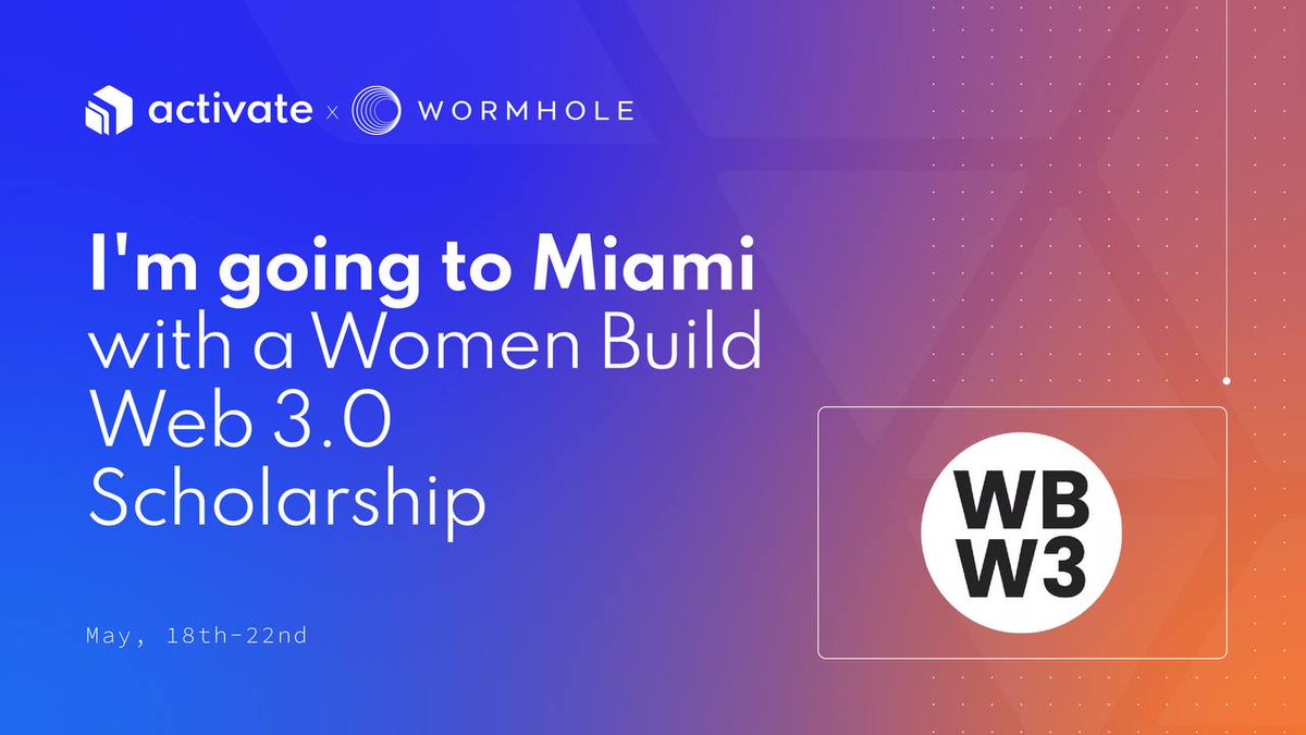 BroBroBit1's tweet photo. 🔥 next stop Miami 🌴
I have been accepted to hack/build at the #ActivatexWormhole #hackathon and selected to receive a #scholarship!
Thank you to #Lightshiftcapital @_HerDAO @theunitnetwork !!! We will rock💣
#Miami #womeninblockchain #BUILD #activate https://t.co/JYYzX0a6rd