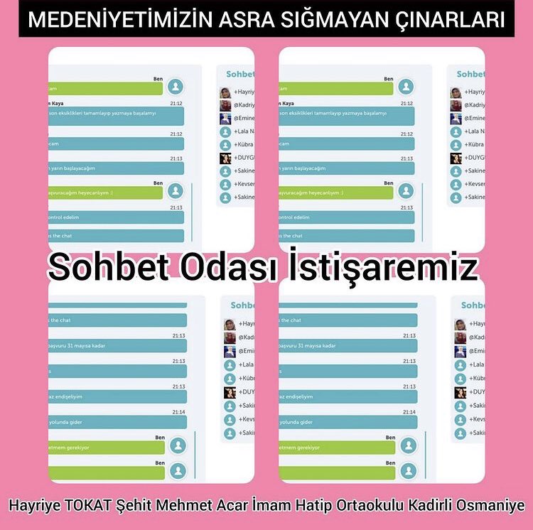 hakikathanem's tweet photo. Twinspace Sohbet Odası İstişare Toplantımız
Lala NAMAZOVA 
Kübra BEDİR
Hayriye TOKAT
Kevser Tuğçe YAMAN https://t.co/nx00qSioZH