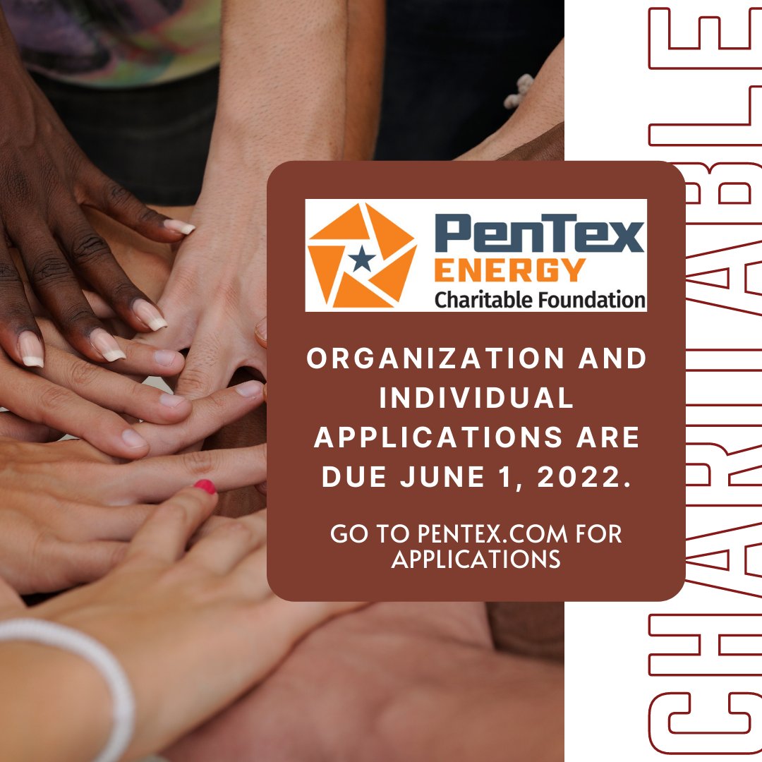 PenTexEnergy's tweet photo. The PenTex Energy Charitable Foundation gives money to those in need each year. Be sure to submit an application to our PenTex Energy Charitable Foundation today. The applications can be found in the link and the deadline to submit applications is June 1. https://t.co/wUD66nk0gK https://t.co/EcktI7WWVp