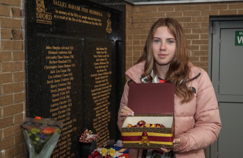 scottbcfc1977's tweet photo. Over in BFD for tomorrow’s memorial with @BCAFC_RIBBONS 
Sad occasion as always but imperative we remember them.
Wow she’s managed to raise a total of over 14K and counting for @BradfoBurnsUnit.
Proud parents is an understatement 🎗❤️🧡🎗
@cazzat74 https://t.co/bzSAUrGhIa