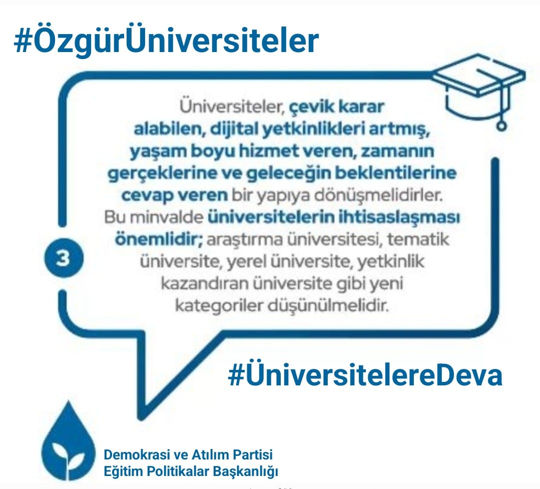 deva_bodrum's tweet photo. Özgür, yenilikçi ve Bağımsız Bir Akademik Mekanizma .Üretici ve Bilimsel bir Eğitim için bu planı iyi takip edin Türkiye'de Eğitimin çehresi değişiyor 👏👏
#üniversitelereDEVA 
#özgürÜniversiteler
@alibabacan 
@devapartisi 
@mustafaergen_ 
@egitimdedeva 💙💧💙 @deva_bodrum https://t.co/82uABN2nr3