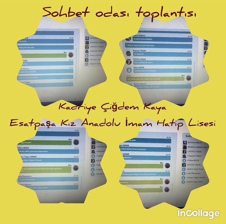 hakikathanem's tweet photo. Twinspace Sohbet Odası İstişare Toplantımız

Leyla ZEYREK
Kadriye Çiğdem KAYA
Duygu UKŞAŞ
Sakine Yaşar KURAL https://t.co/DIwrk1YBlP