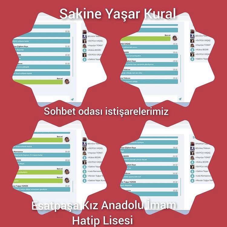 hakikathanem's tweet photo. Twinspace Sohbet Odası İstişare Toplantımız

Leyla ZEYREK
Kadriye Çiğdem KAYA
Duygu UKŞAŞ
Sakine Yaşar KURAL https://t.co/DIwrk1YBlP