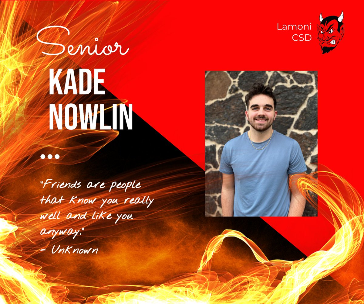 lamonidemons's tweet photo. Continuing with the celebration of the accomplishment of our seniors, ware are highlighting senior Kade Nowlin!

#LCSDemonPRIDE  #lamonidemons https://t.co/Fq0sv1xSaz