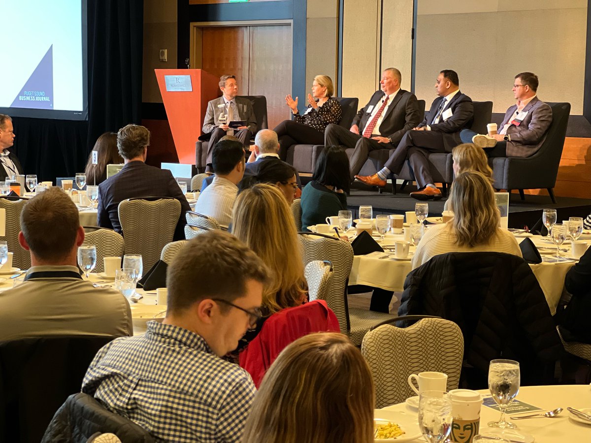 RegenceWA's tweet photo. Thanks to panelists Jared Short of @RegenceWA, Lou McDermott of @WA_Health_Care, @VMFHealth's Ketul Patel and Michelle McDaniel of @CrisisCXNs for an informative, engaging conversation around mental health at the modern workplace. @PSBJ https://t.co/kBYoGwnIyk