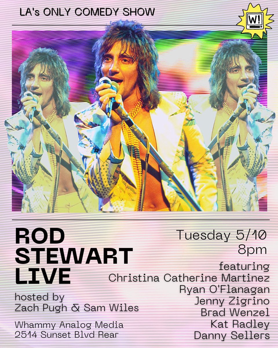 Rod Stewart Live! (@rodstewartlive) on Twitter photo TONIGHT!!! The only comedy show in LA is a real banger w <a href="/ryanoflan/">Ryan O’Flanagan</a> <a href="/KatRadley/">Kat Radley</a> <a href="/BradWenzel/">Brad Wenzel</a> @xtina_catherine @jennyzigrino & Danny Sellers!
Tickets: rodstewartlive.eventbrite.com TONIGHT!!! The only comedy show in LA is a real banger w <a href="/ryanoflan/">Ryan O’Flanagan</a> <a href="/KatRadley/">Kat Radley</a> <a href="/BradWenzel/">Brad Wenzel</a> @xtina_catherine @jennyzigrino & Danny Sellers!
Tickets: rodstewartlive.eventbrite.com