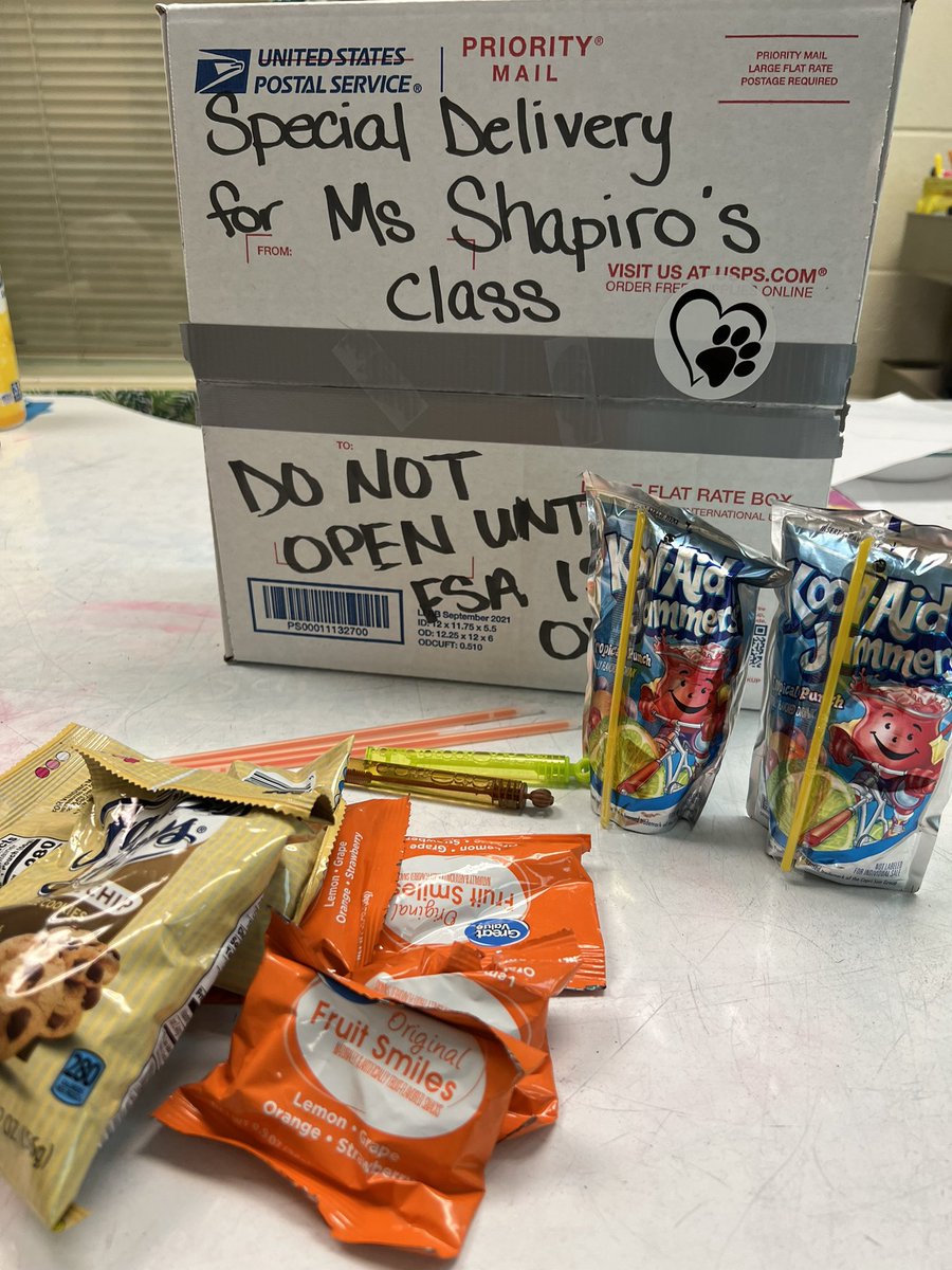 MsShapiroPSE's tweet photo. Thank you @CorkscrewPta for the amazing after FSA surprise box! The students loved the awesome treat after all their hard work. @CESCorkyBear https://t.co/r6UfSJhoTd