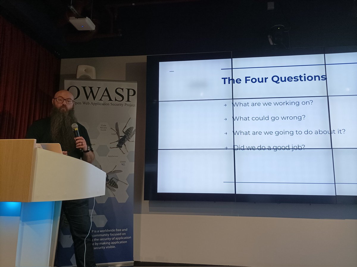 OWASPLondon's tweet image. We have @rewtd on stage at #OWASPLondon now talking about Gamification of Threat Modeling: