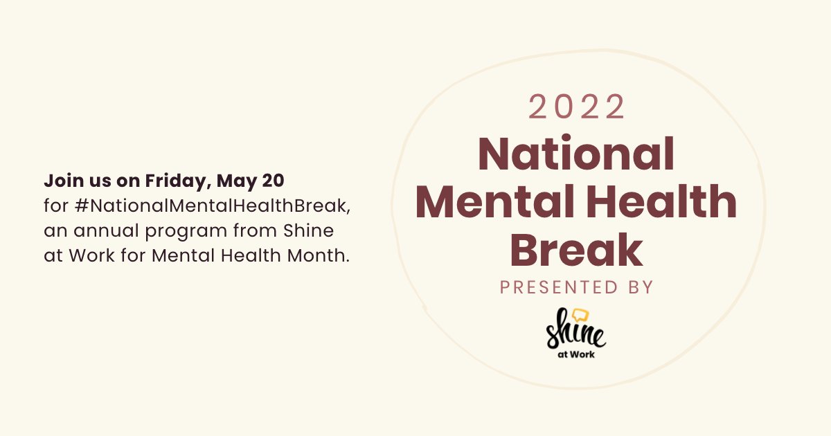 It can be hard to advocate for your mental health at work so we're here to make it a little easier.

Pledge here to join our fourth annual #NationalMentalHealthBreak on Friday, May 20: shine32.typeform.com/to/CPQ3iTu1
