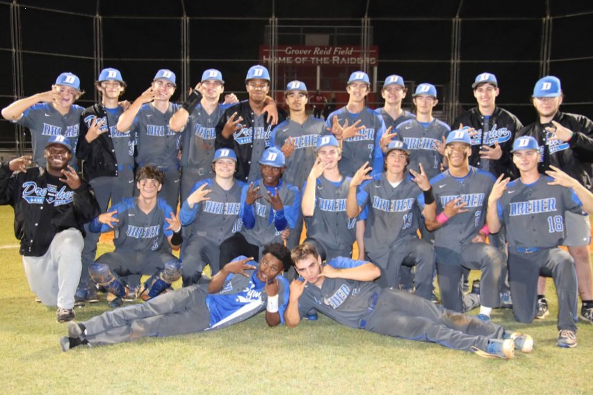 DreherBaseball's tweet photo. Your BLUE DEVILS win TWICE and are district 2 CHAMPS. Dreher will host Eastside on Thursday in first round of 4A Upper State playoffs! #WinTheNext

D2 Championship FINAL
3 Greenville 0 Final - 10 innings 
WHAT A GAME!!
@dreherathletics @dreherbooster @DreherHigh https://t.co/hAYxKKs5rG