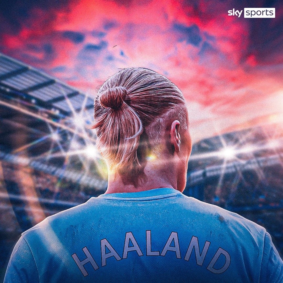 SkySports's tweet photo. How many goals will Erling Haaland score for Man City next season? 👇💬 https://t.co/hneVtvlS2y