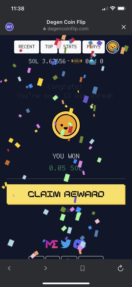 EdwardKennaway's tweet photo. @anglio @degencoinflip 13 win streak is my pb - almost made up for the hundreds of dollars I’ve lost 🥲 https://t.co/BapYOgVgmQ