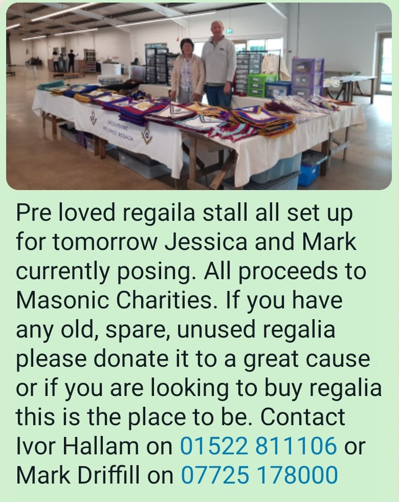 lincsmasonic's tweet photo. Masonic regalia looking for a new home: this will all be available at Lincolnshire #Freemasons Provincial meetings tomorrow - May 11th https://t.co/UwjjxSFjwK