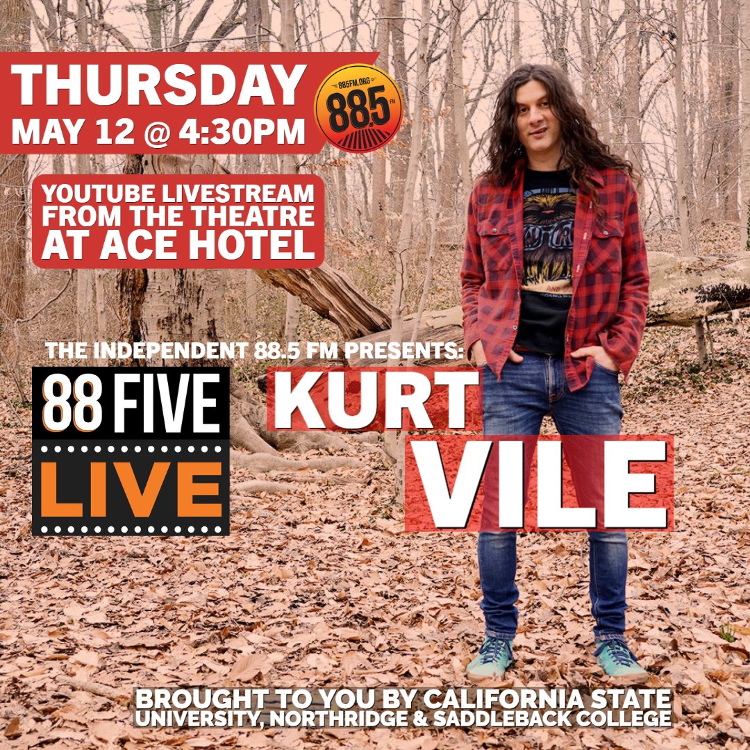 TheSoCalSound's tweet photo. Tune in tomorrow, May 12 at 4:30PM for our 88FIVE LIVE with @therealkurtvile live-streamed at the @theatre_acedtla 

@JulieSlaterDJ will be in conversation with Kurt Vile about his performance later on that day!

Watch the session right here.👇🏾👇🏾
https://t.co/0t507dZP8g 👆🏾👆🏾 https://t.co/zrXq2HC4nb