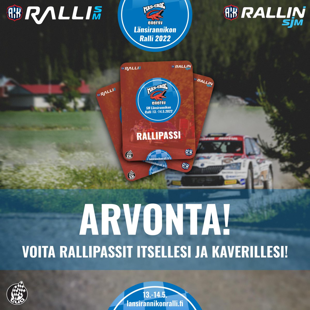Laitettiin juuri rallipassien pika-arvonta tulille meidän virallisille Facebook- ja Instagram tileille. Vuorokausi aikaa käydä osallistumassa. Ei muuta kuin #puita ! 

#RalliSM