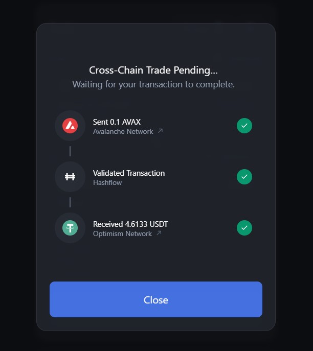 BoatTanawat's tweet photo. So good this is fast transactions on @hashflow_ 

Episode 1:Swap an asset to or from Avalanche 🎯 
Mission Accomplished ✅ 😎

#Ethereum #Avalanche
#Hashverse $HFT #crosschainswap #Hashflow #Hashgang 
#defi #multichain #Metaverse 
@avalancheavax https://t.co/ixh5fImkHU