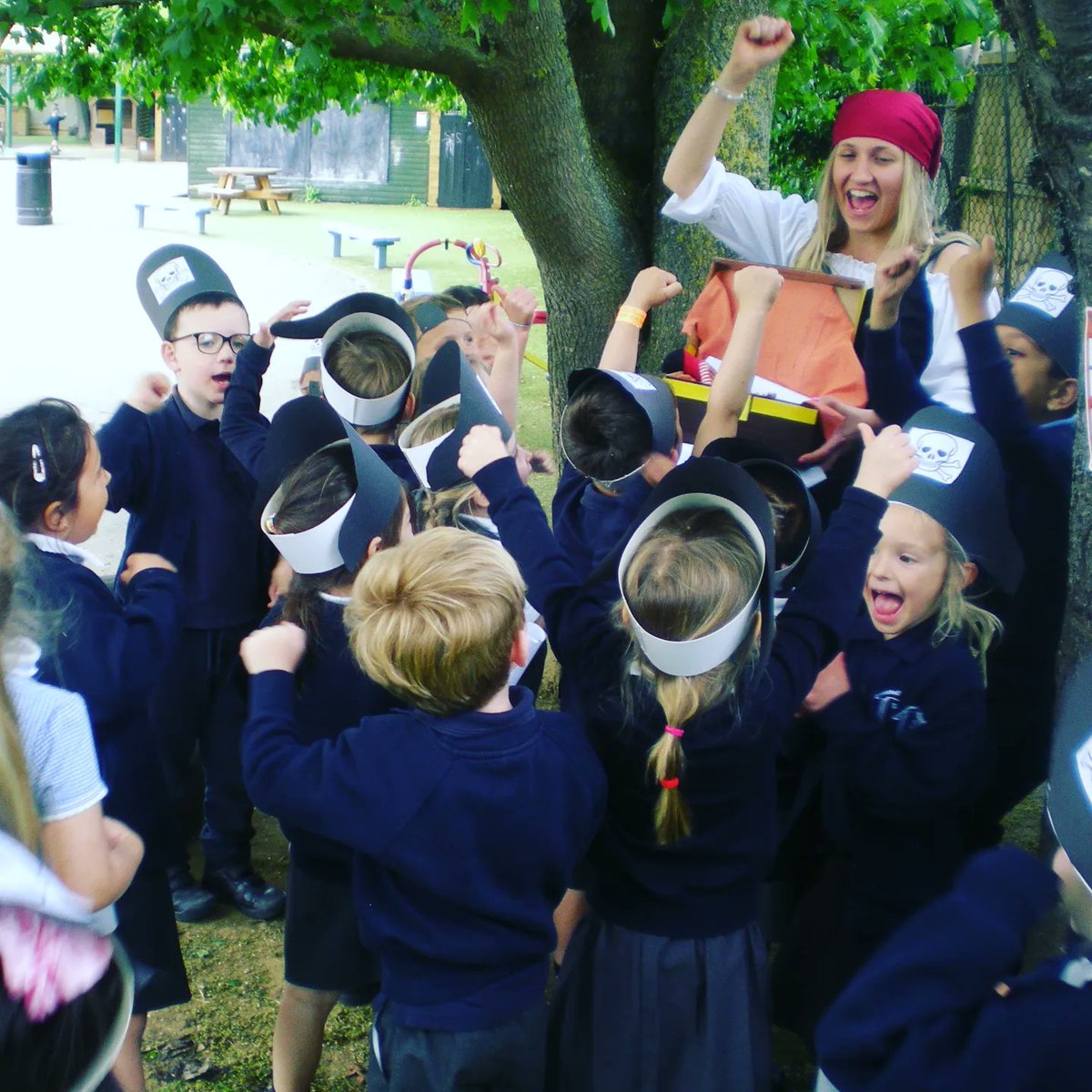 crosshallinfant's tweet photo. In Reception, we enjoyed a surprise visit from some cheeky pirates! The children were asked to look after some treasure but while they were outside the pirates took it all! The children worked together as a team to answer the clues and found the missing treasure! #EYFS #teamwork https://t.co/zMOMYPezun