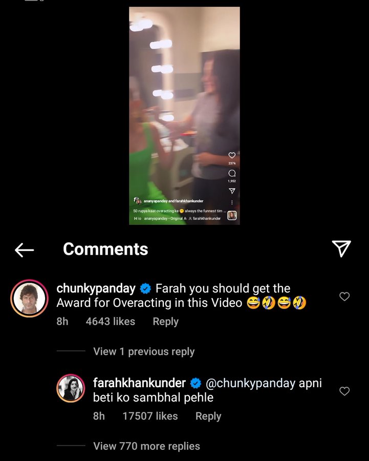 Chunky Panday Thinks Farah Khan Is 'Overacting' In New Video With Ananya Panday; Her Reply Has Left Fans In Splits - Entertainment
