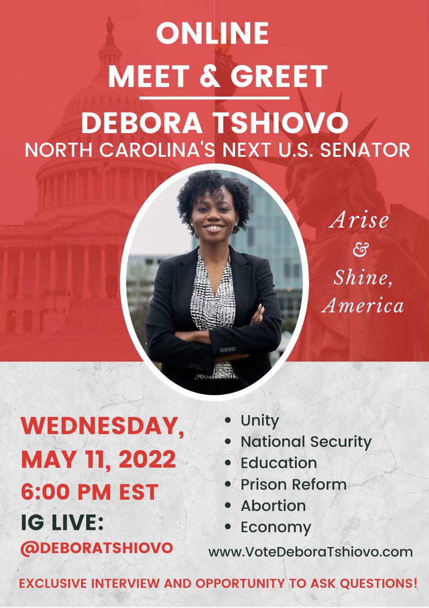 TshiovoM's tweet photo. Tune in tomorrow on ig #votedeboratshiovoforussenate #vote #Election2022 #Elections2022 #YourVoiceMatters https://t.co/ocsEuj8hHk