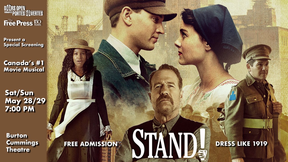 Come one, come all! A second date added for the free screening of the #StandMovieMusical at <a href="/theburtwpg/">The Burt</a>: Sunday, May 29. Doors open at 6 PM. Show at 7 PM. Industry Q &amp; A to follow. And just for fun: dress like it's 1919.