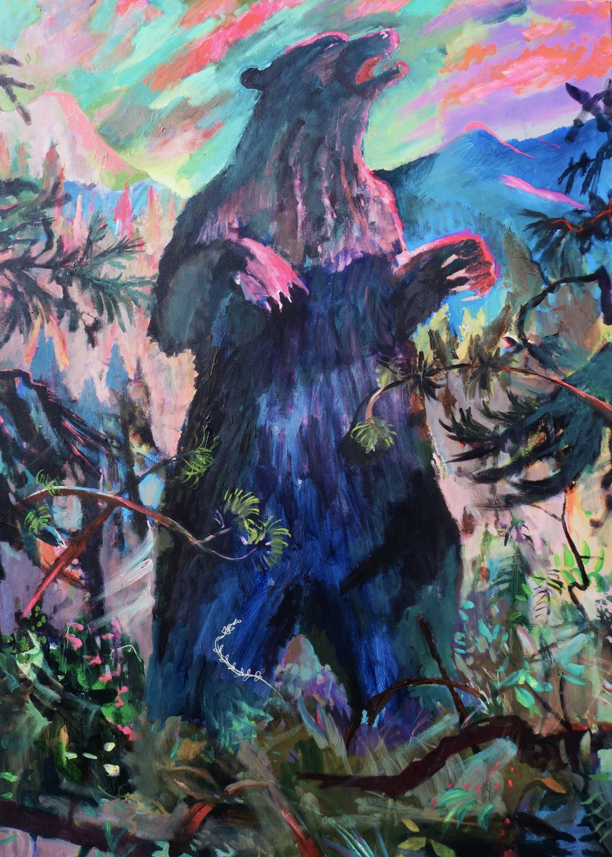 DefeoJohnny's tweet photo. Angry at the Sunrise or Maybe Because He Cannot Move the Mountain, acrylic on canvas

#solosNFT #Bears #naturepainting https://t.co/KeA9DTxqIW