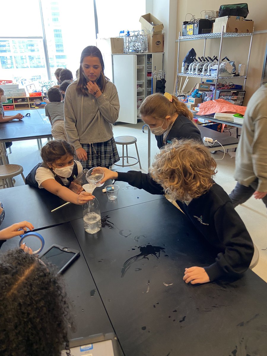 Former grade 3 students - currently in grade 6 - lead the new 3rd graders in their learning about tornadoes and other natural disasters. 🌪 #IBlearning #ATLskills