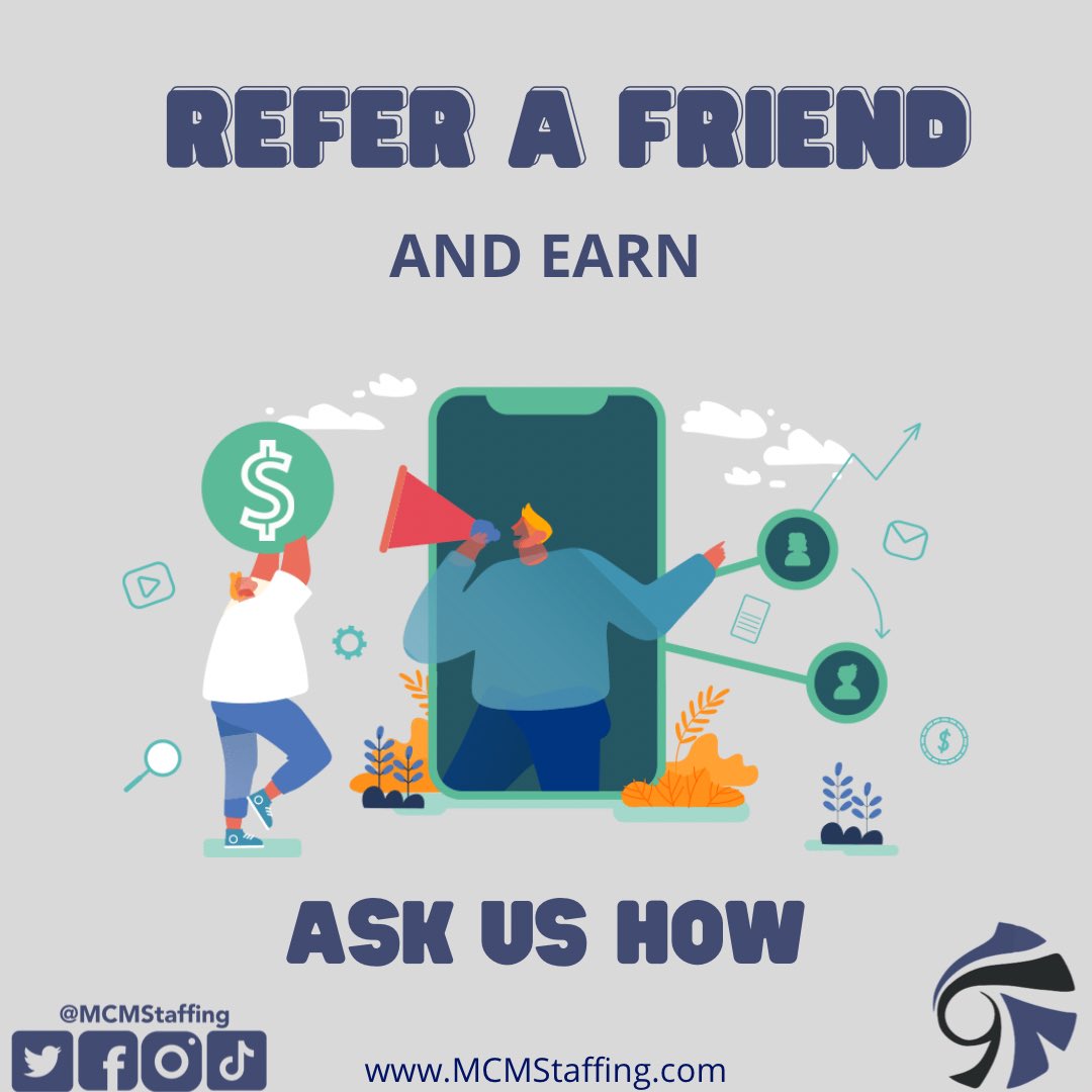 Did you know that you can make money by getting your friends a job?

Ask us how to refer a friend

#referafriend #goodfriend #recruiting #referralbonus #bonus #howmanycanyouemploy #employment #jobseerch #referralprogram #giftofemployment #getajob #applynow #jobsearch #jobs #staff