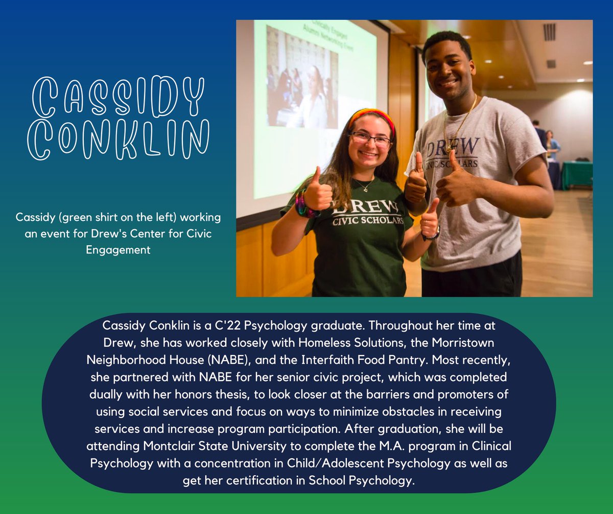 DrewEngage's tweet photo. Join us in celebrating our graduating Senior Civic Scholar Cassidy Conklin and all of her hard work!!!

*Cassidy (green shirt on the left) working an event for Drew's Center for Civic Engagement* https://t.co/vnH2JJPm1f