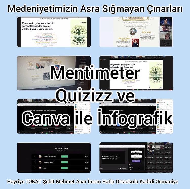 hakikathanem's tweet photo. Mayıs ayı öğrenci webinarımızı yaptık. İşlediğimiz şahsiyetlerin genel tekrarının artından Menti ve Quizizz otun etkinliği ile öğrencilerimizin proje hakkındaki görüş ve değerlendirmelerini aldık. 

Hatice GEÇKİN 
Lala BAMAZOVA
Hayriye TOKAT
Kübra BEDİR https://t.co/NLxyMF6TwG