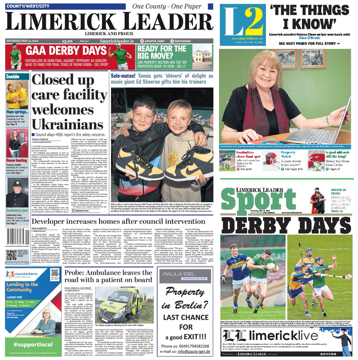 Limerick_Leader's tweet photo. It's Wednesday so make sure to pick up your copy of this week's jam-packed Limerick Leader newspaper which is on sale now for just €3 - in shops and online at https://t.co/C5sc7CWFGg | #Limerick #OneCountyOnePaper #buyapaper #LimerickLive https://t.co/lJD5yCsLoR