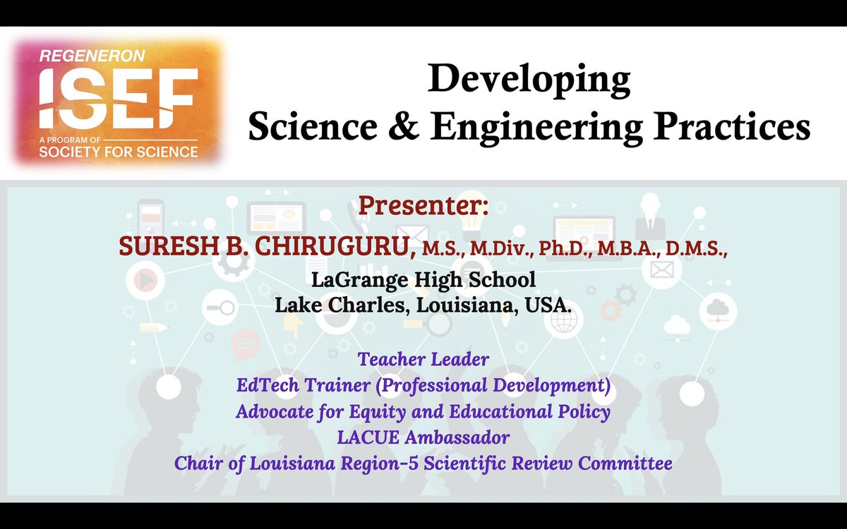 21stDigitalEd's tweet photo. 1/2: The session went swith a lot of positive feedback and so many takeaways, especially shifting the traditional and obsolete science and engineering practices that have been ineffective in training the minds to think.  #RegeneronISEF #lar5sef #Societyforscience #LACUE https://t.co/nD62EiczO6