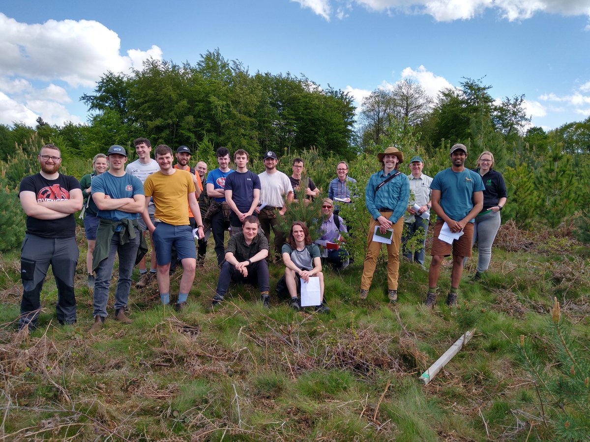 DortheVilladsen's tweet photo. Day 3 NSF Lowland Study Tour 2022. 2nd year students seeing veteran oaks, needle blight damage and conifer species trial. Thanks to Amy Chandler and Nigel Conner, Sherwood Pines, Forestry England
 @CumbriaUni @UoCNSF https://t.co/JDKnCOU0nY