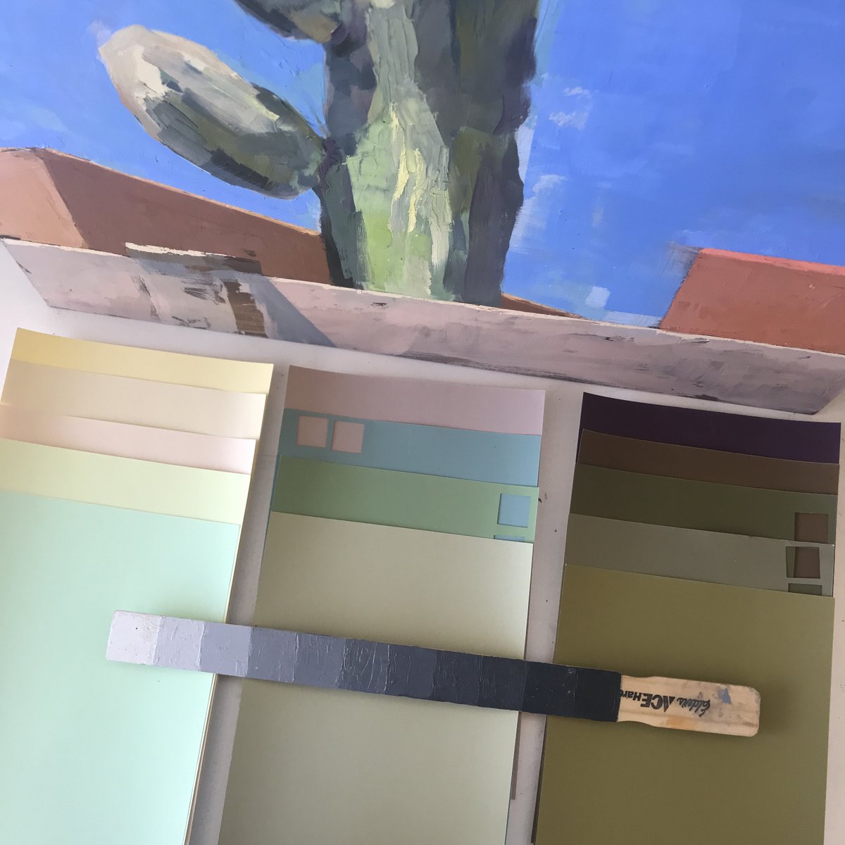 KrisRehring's tweet image. Surely I&apos;m not the only obsessive one...
#colorplay #valueplay #colorandvalue #coloraidpaper #valuecheck #darkestdark #lightestlight #controlyourdarks #midtones #oilpaint #pleinair #southwesternartist #cactuspainting