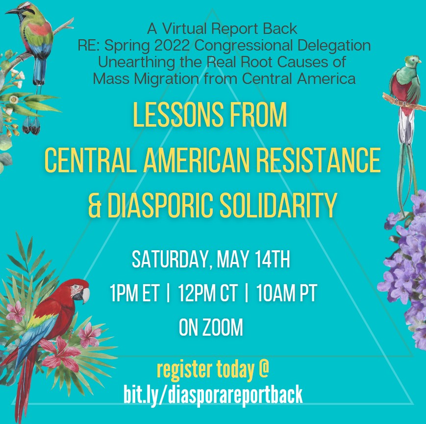 CRLN_LA's tweet photo. 1/3 We are happy to invite you to a unique Webinar this coming Saturday May 14 at 12pm CTS. Lessons From Central American Resistance &amp; Diasporic Solidarity. In March of 2022, we joined a delegation with US Representatives in 🇭🇳 #Honduras and 🇬🇹 #Guatemala.
https://t.co/l8jGF9Nm5W https://t.co/jDLX9f7SSZ