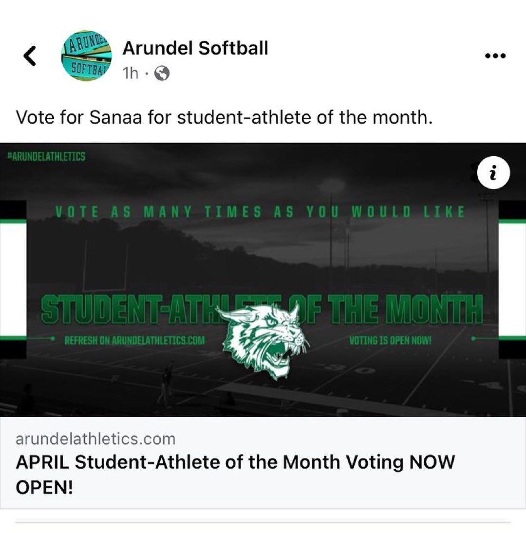 Vote for Sanaa!!
There’s still time to vote!! Thanks everyone 🖤💚🖤💚

arundelathletics.com/2022/05/07/apr…
