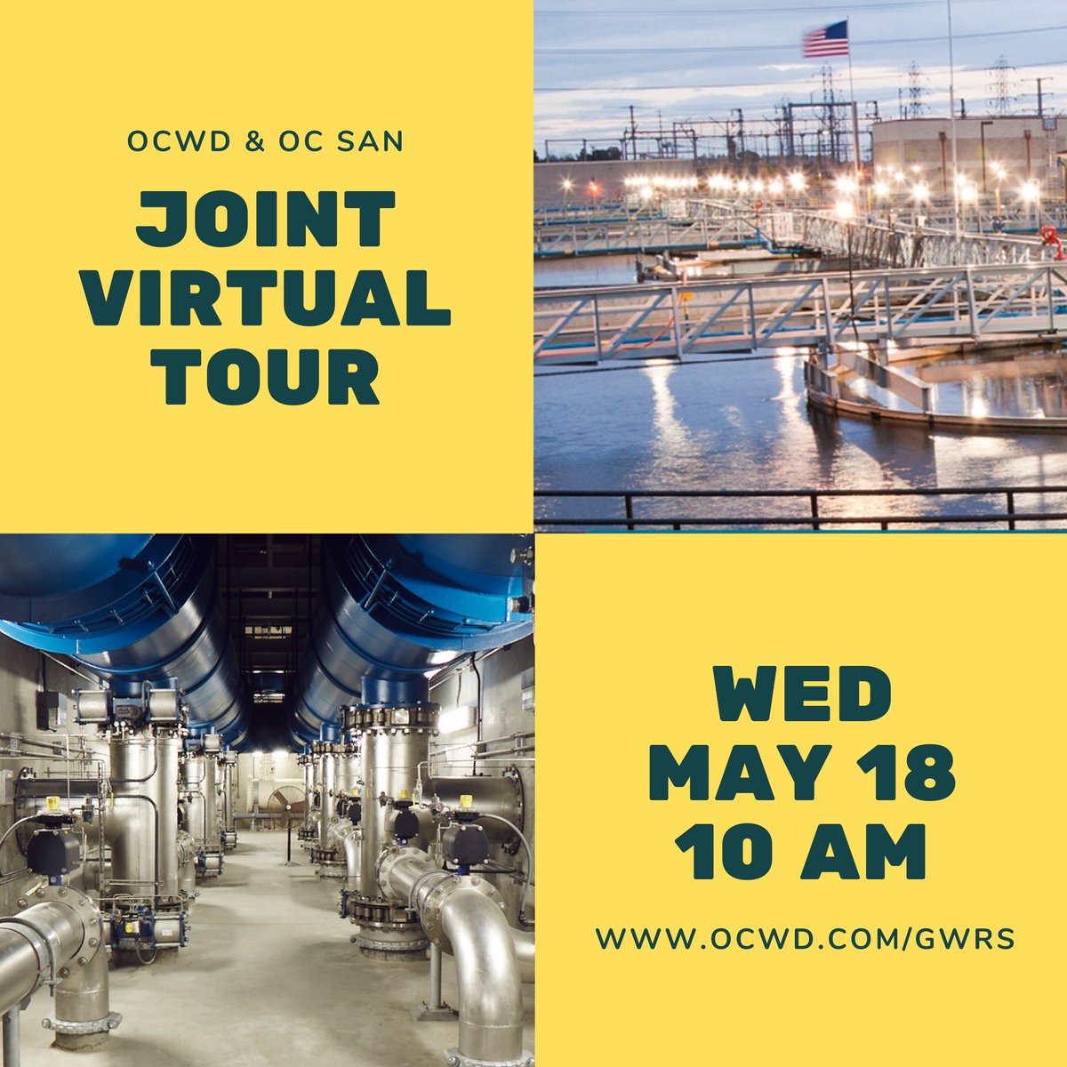 ocwaterdistrict's tweet photo. Join #OCWD & @OCSanDistrict on May 18 for a joint virtual tour of our facilities and the world-renowned #GWRS. Register here: https://t.co/5GKDieGfyy https://t.co/iYf1dmNwAk
