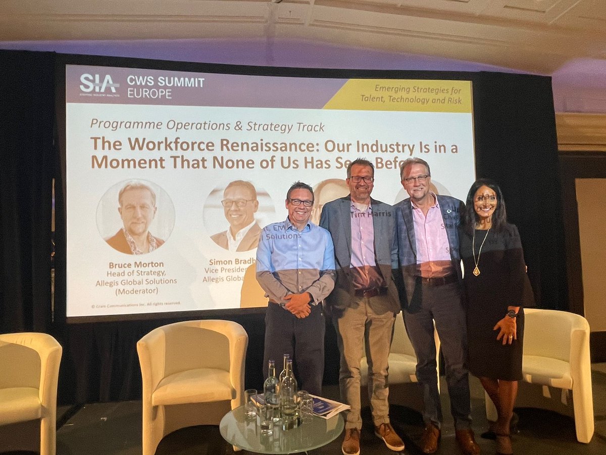 AllegisGlobal's tweet photo. Great session on The Workforce Renaissance Bruce Morton, Simon Bradberry, Ursula Williams and Tim Harris at #CWSSummit today! These #WorkforceStrategy experts covered workforce transformation, processes, tech and new skills needed to achieve real change. #UniversalWorkforceModel https://t.co/1n4vHqE8eI