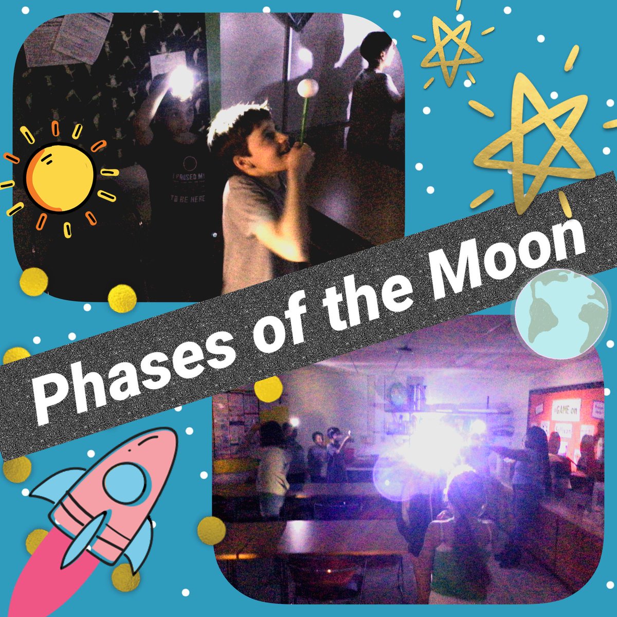 msfunksclass's tweet photo. Why does the moon look different or change in the sky? Checking out the phases of the moon today with @MysterySci #science #Space #outerspace #experiment #learning #5thgrade #Proud2BD23 @PHSD23 @D23Sullivan https://t.co/WrJwLNmbr2