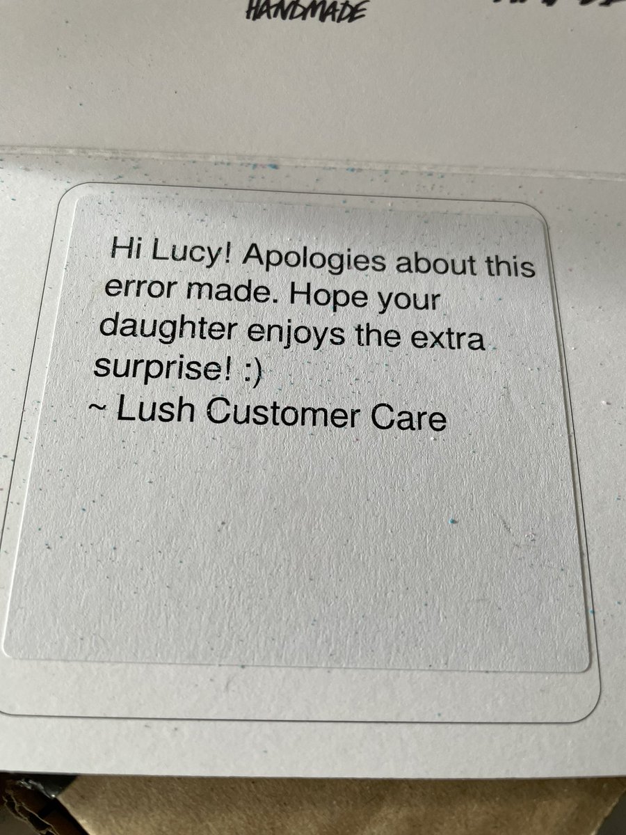 sbichener's tweet photo. @LushLtd This is what great customer service looks like! Thank you https://t.co/x8HliZ4XlM