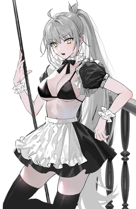 普通に日付変わったし全然完成してないけどメイドオルタちゃん描いたので置いていくわね 