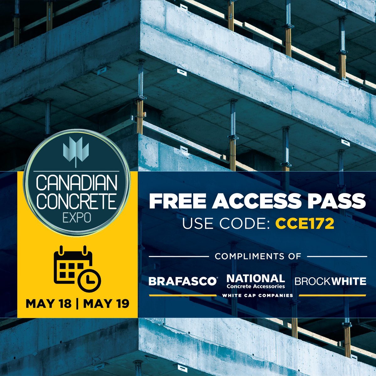 OUT NOW: Concrete Specials Flyer 

Take advantage of hot deals on concrete construction tools, equipment and supplies for May only. 

Want to Attend the Canadian Concrete Expo May 18th-19th? Register at CanadianConcreteExpo.com and use VIP Pass Code CCE172.