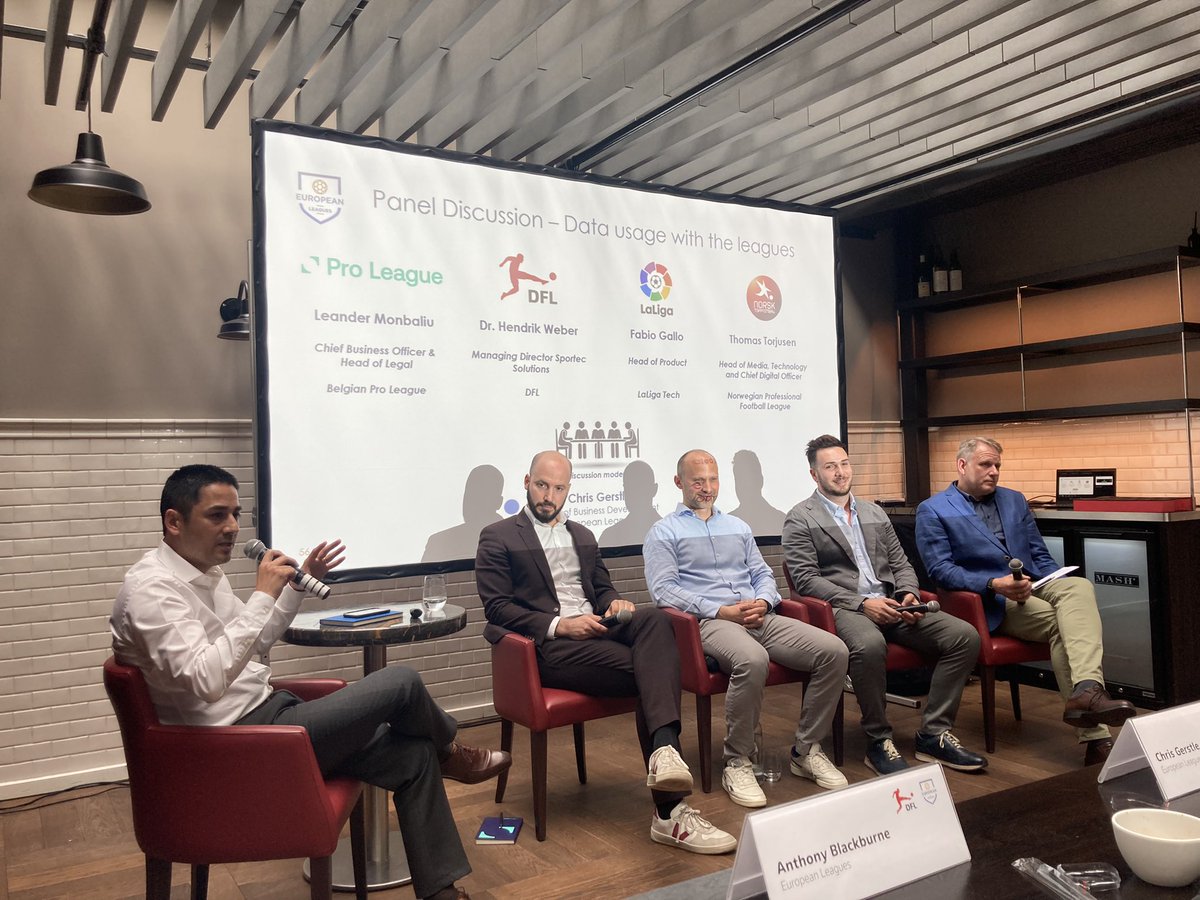 EuropeanLeagues's tweet photo. Thanks to our colleagues from the @DFL_Official for inviting the @EuropeanLeagues members in Düsseldorf to attend a joint workshop on the topic of Innovation in Football, including an insightful panel discussion on the ‘Data usage with the leagues’ #sportinnovation https://t.co/moRLEFvvYW