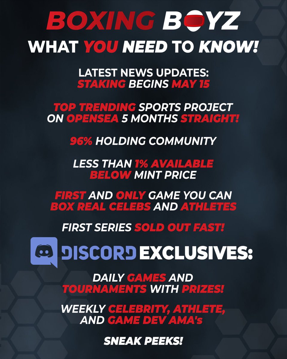 officialswick's tweet photo. Join Our Discord! Staking Starts May 15th! https://t.co/82ZCsm3W3I
#nft #nfts #crypto #boxing #boxingboyz https://t.co/boeFM0SxLf