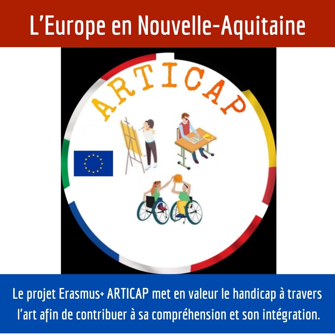 #EUInMyRegion Découvrez les #projets européens financés en #NouvelleAquitaine ! 

Le projet #Erasmus+ ARTICAP met en valeur le #handicap à travers l'#art afin de contribuer à sa #compréhension et son #intégration.
<a href="/ArticapErasmus/">ARTICAP</a>
👉articap.jimdofree.com/articap-c-est-…